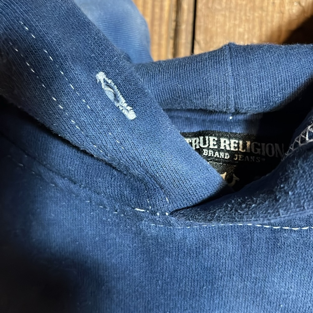 True Religion Blue Tie-Dye Hoodie Sweatshirt - Picture 3 of 6